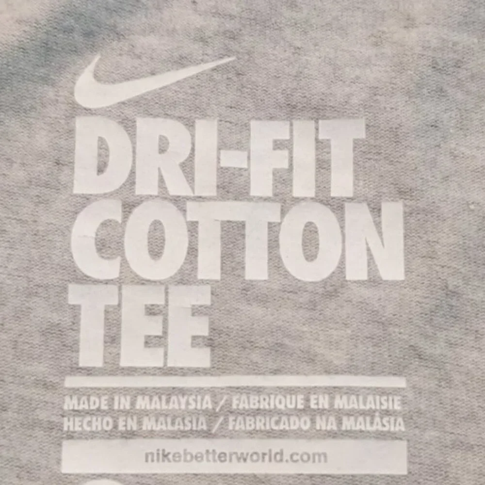 Nike Dri Fit Cotton Tee XL Gray Short Sleeves Crew Neck Swoosh Logo - Picture 2 of 7